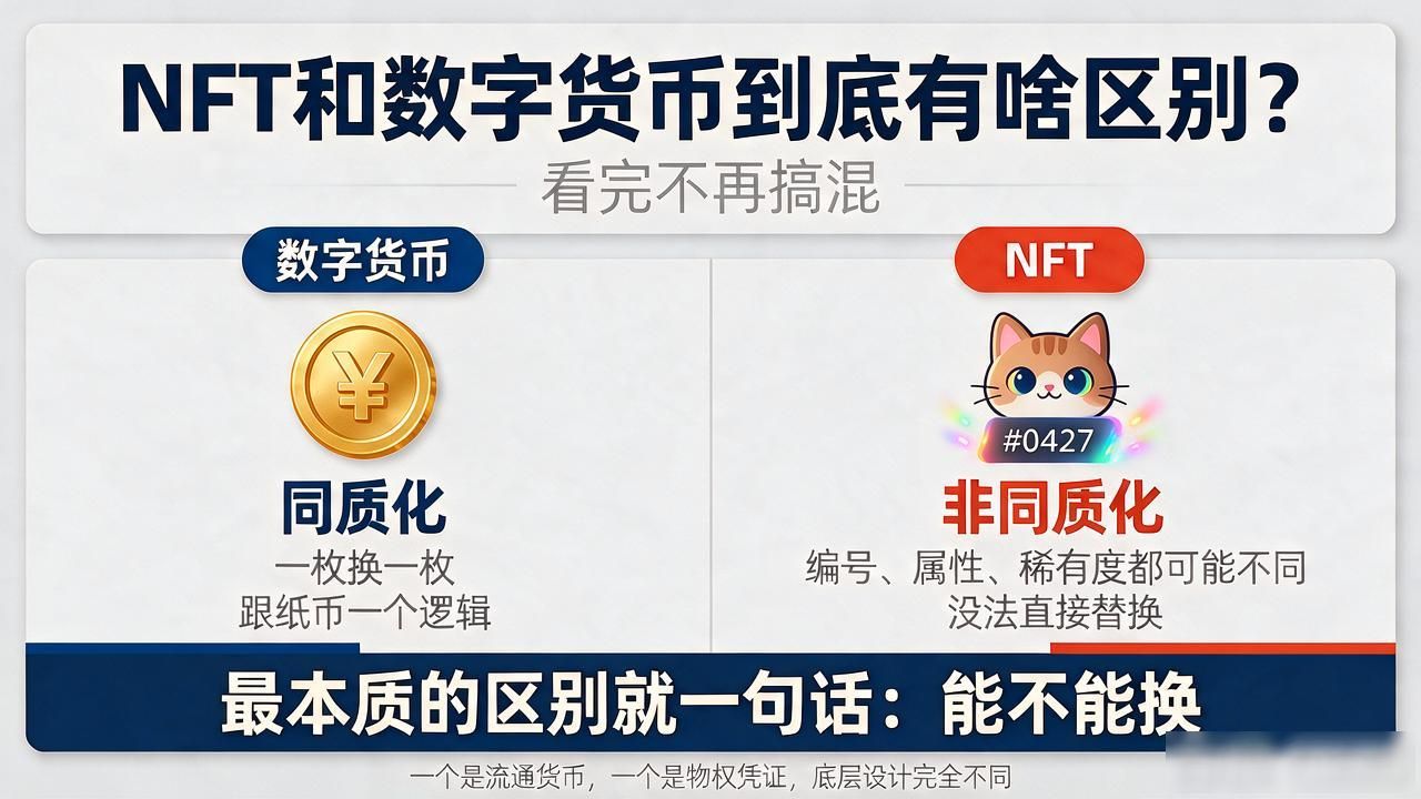 非同质化代币与同质化货币的核心差异_NFT和数字货币的区别是什么_nft和数字货币有什么区别